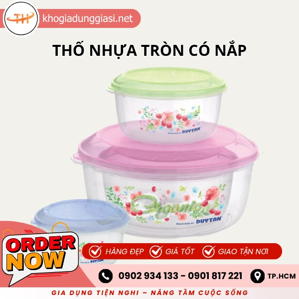 THỐ NHỰA TRÒN CÓ NẮP