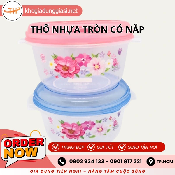 THỐ NHỰA TRÒN CÓ NẮP