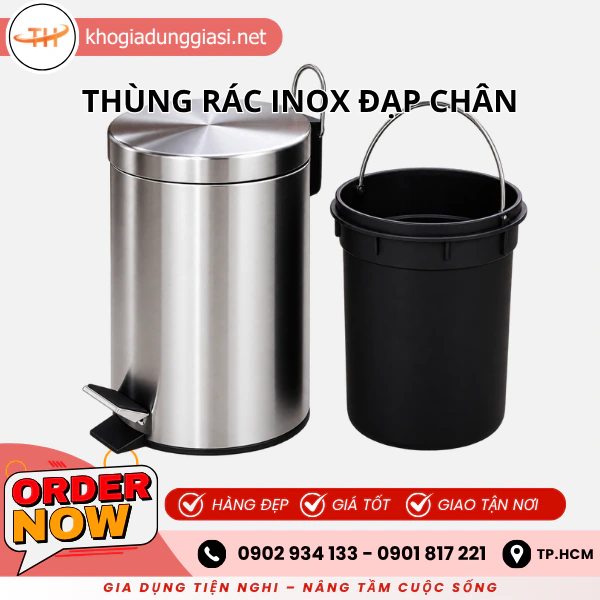 THÙNG RÁC INOX ĐẠP CHÂN