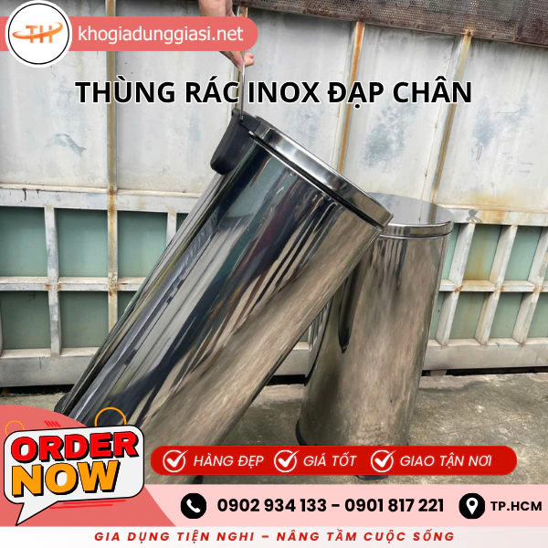 THÙNG RÁC INOX ĐẠP CHÂN
