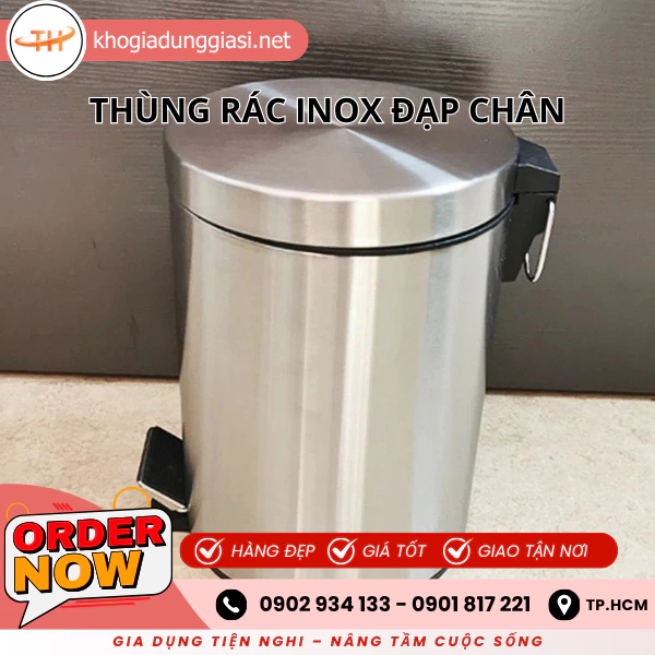 THÙNG RÁC INOX ĐẠP CHÂN