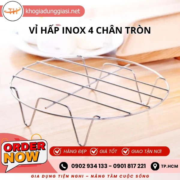 VỈ HẤP INOX 4 CHÂN TRÒN