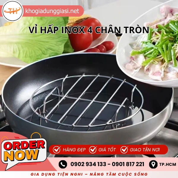VỈ HẤP INOX 4 CHÂN TRÒN