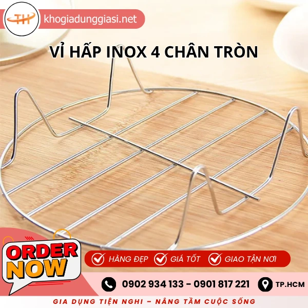 VỈ HẤP INOX 4 CHÂN TRÒN