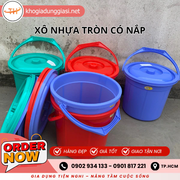 XÔ NHỰA TRÒN CÓ NẮP