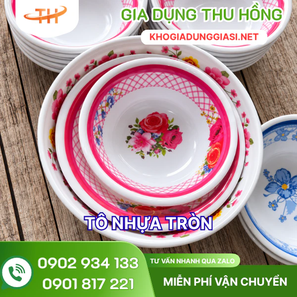 Tô nhựa tròn nhiều kích thước lớn - nhỏ