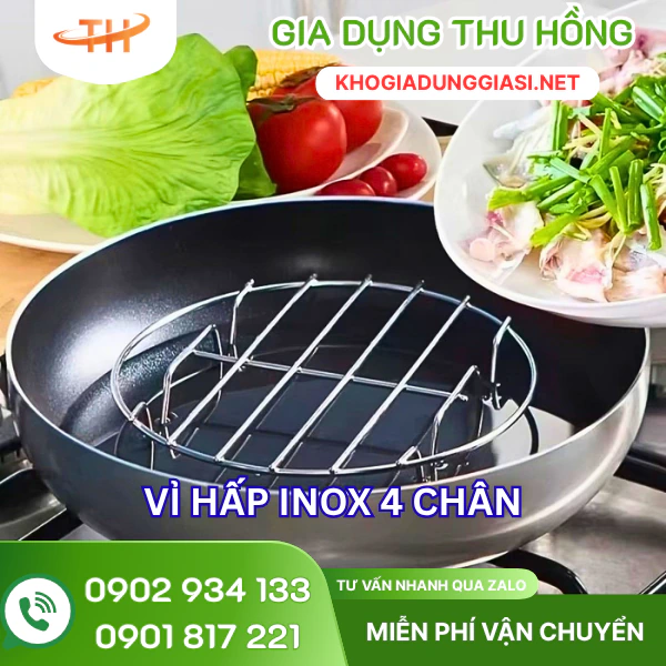 Vỉ hấp inox 4 chân Vỉ hấp inox 4 chân hình tròn