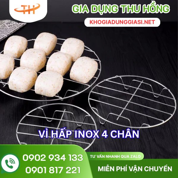 Vỉ hấp inox 4 chân Vỉ hấp inox 4 chân tròn nhiều size
