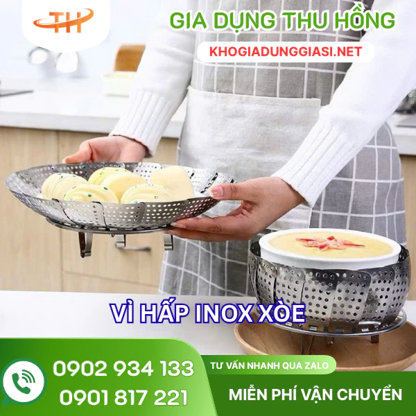 Vỉ hấp inox đa năng Vỉ hấp xòe inox 304 dùng cho nhiều loại nồi