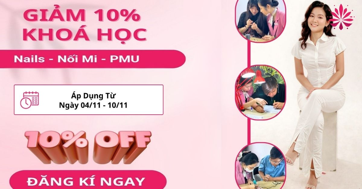 Hani Academy giảm 10% học phí khi đăng ký học phun chân mày ca sáng