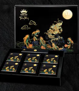 Trăng Vàng Long Ngư Vọng Nguyệt ( 6 bánh-hộp sơn mài)