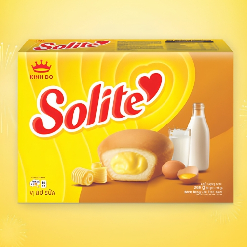 Bánh bông lan tròn solite kem vị bơ sữa (hộp giấy)