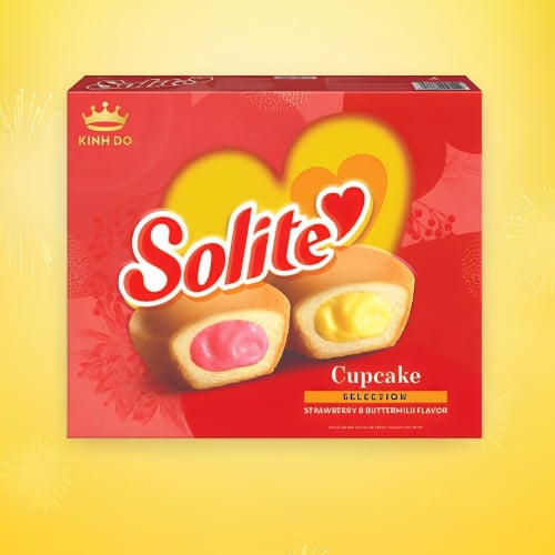 Bánh bông lan tròn solite kem vị dâu & vị bơ sữa