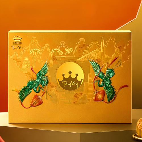 Trăng vàng Hoàng Kim Vinh Hoa Vàng (4 bánh + 1 hộp trà)