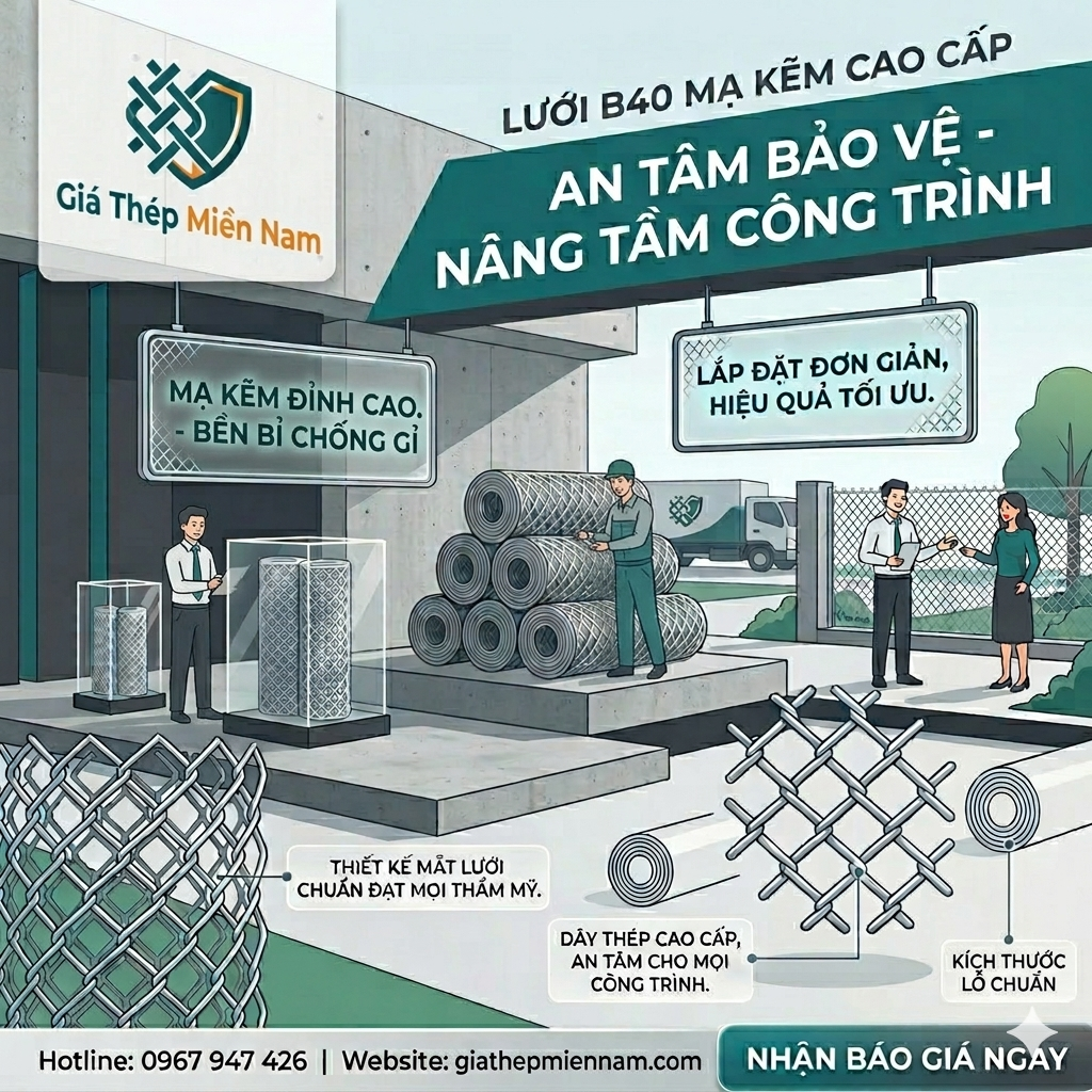 lưới b40 mạ kẽm khổ 1.2m giá bao bao nhiêu 1 mét