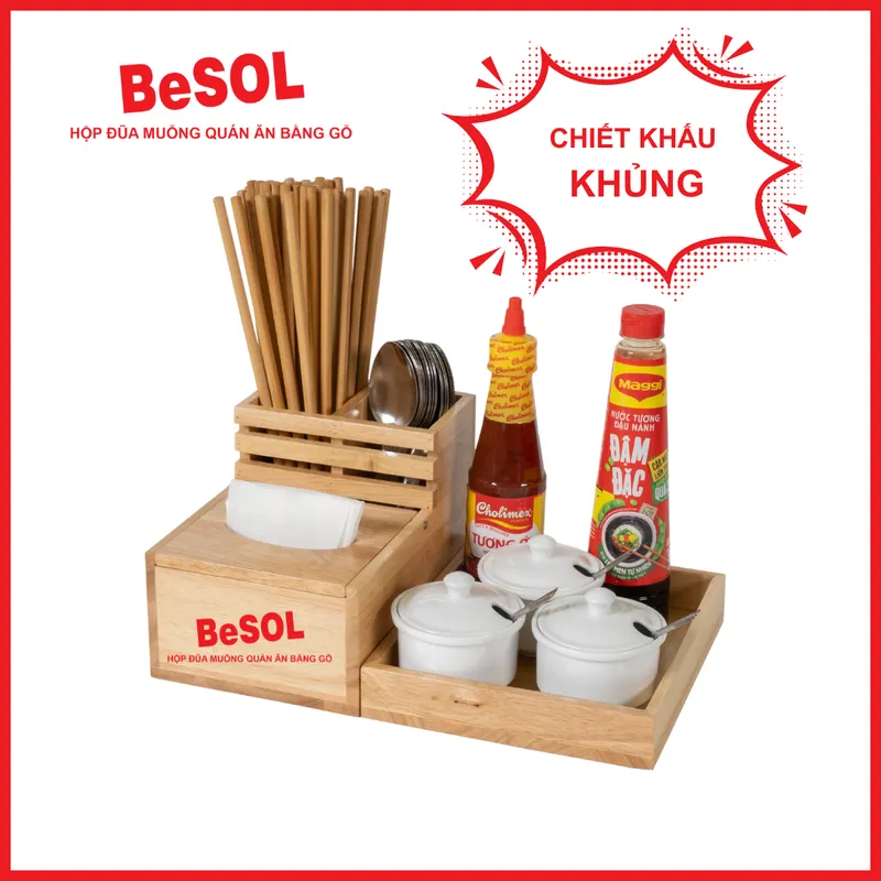 Hộp Đựng Giấy Ăn Bằng Gỗ - Hộp Đựng Đũa Muỗng Thìa Bằng Gỗ BeSOL [CBTK2]