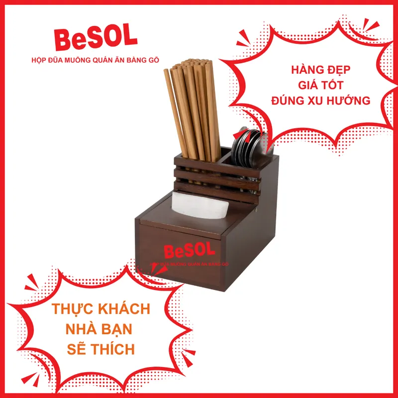 Hộp Đựng Giấy Ăn Bằng Gỗ - Hộp Đựng Đũa Muỗng Thìa Bằng Gỗ BeSOL [HĐG1]