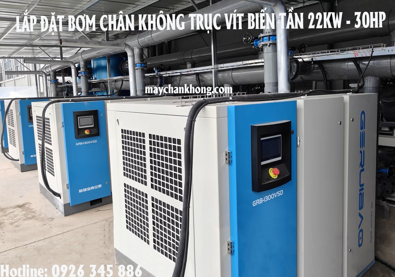 lắp đặt bơm chân không trục vít biến tần 30hp