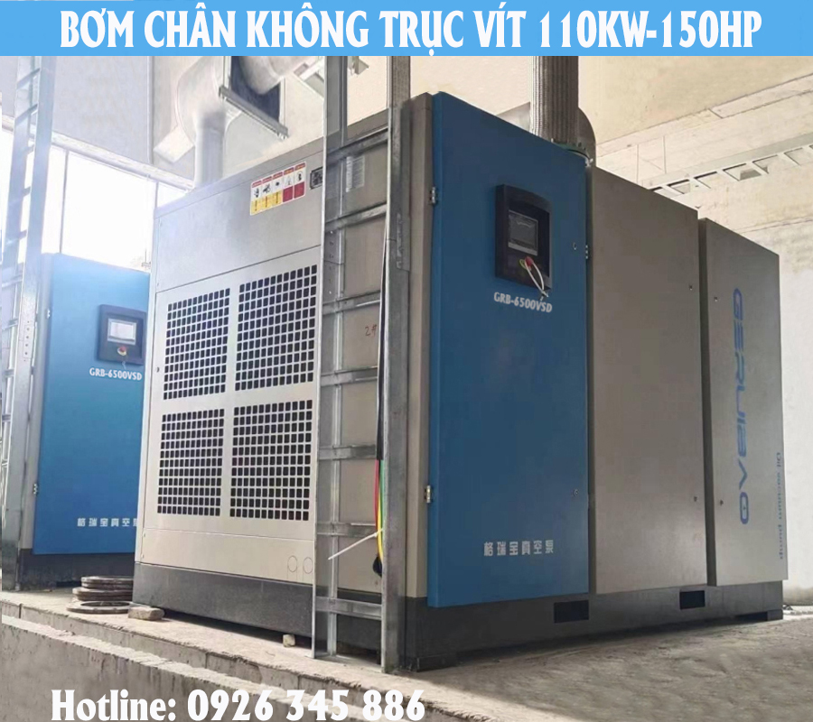 lắp đặt bơm chân không trục vít biến tần 150hp