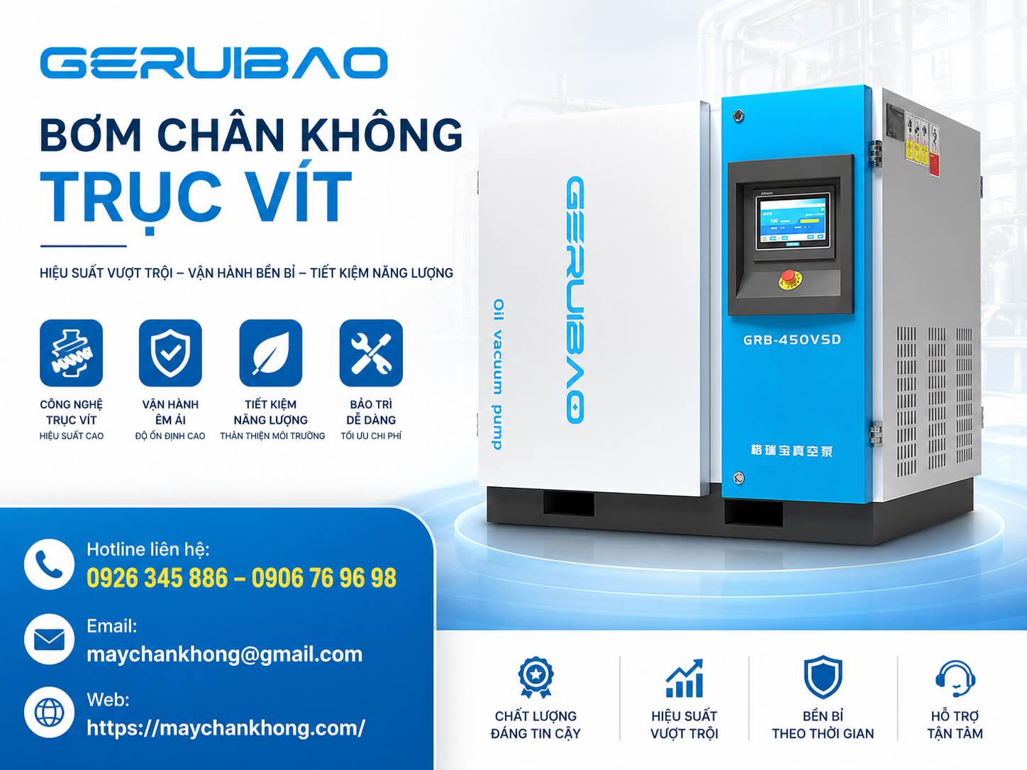 bơm chân không trục vít Geruibao