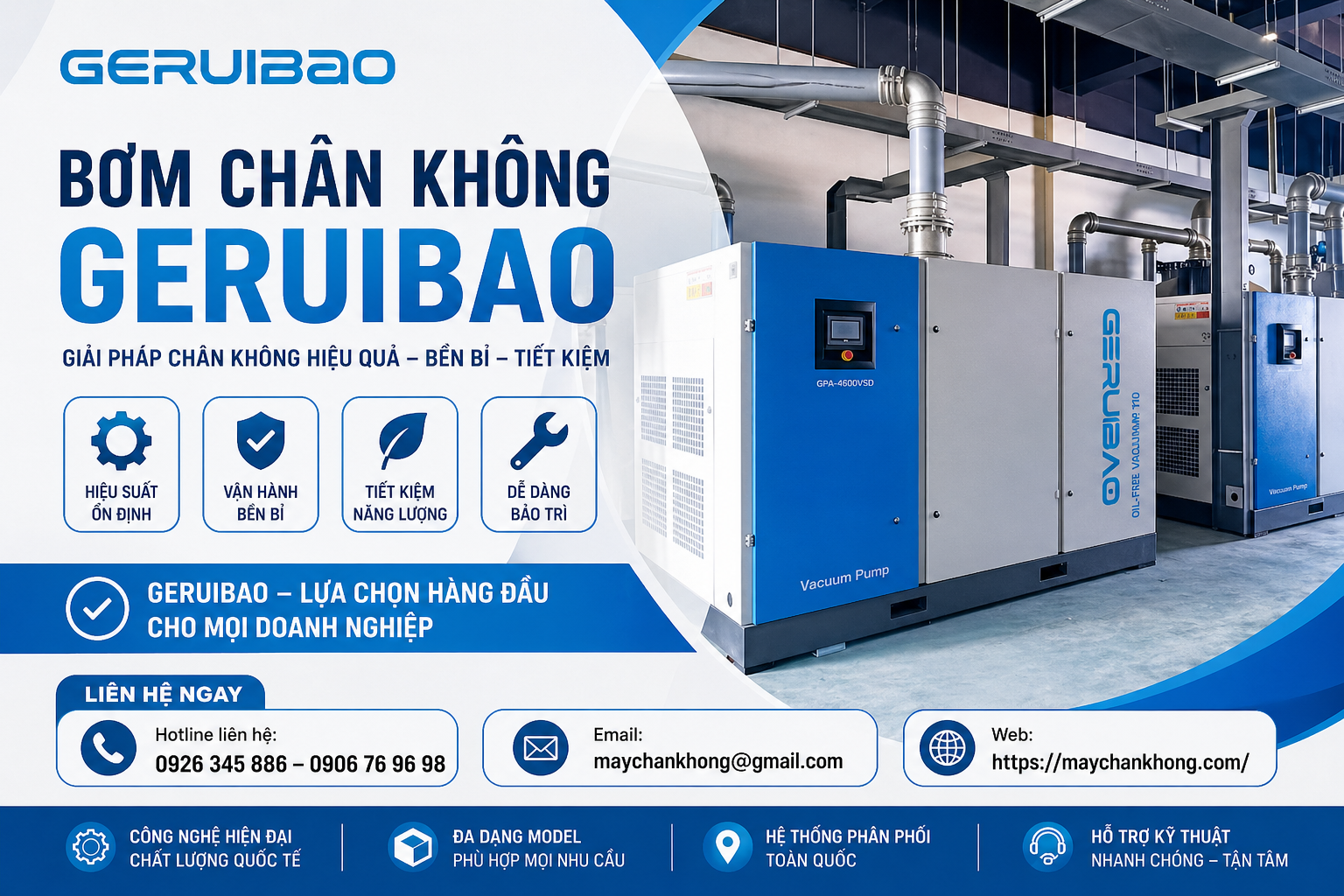 bơm chân không trục vít Geruibao