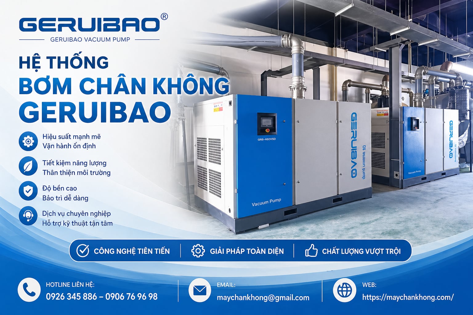 hệ thống bơm chân không trục vít Geruibao