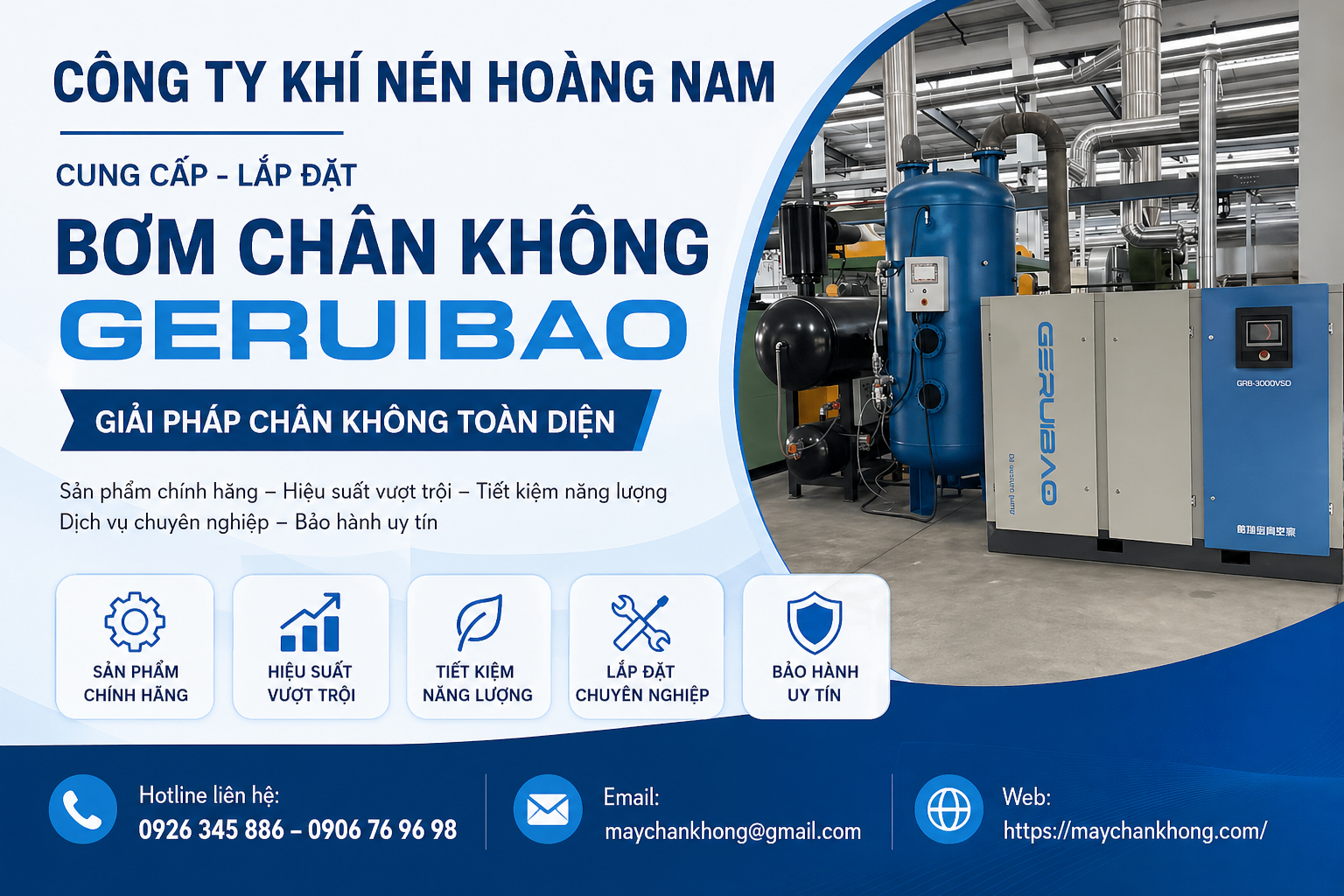 cung cấp lắp đặt bơm chân không Geruibao