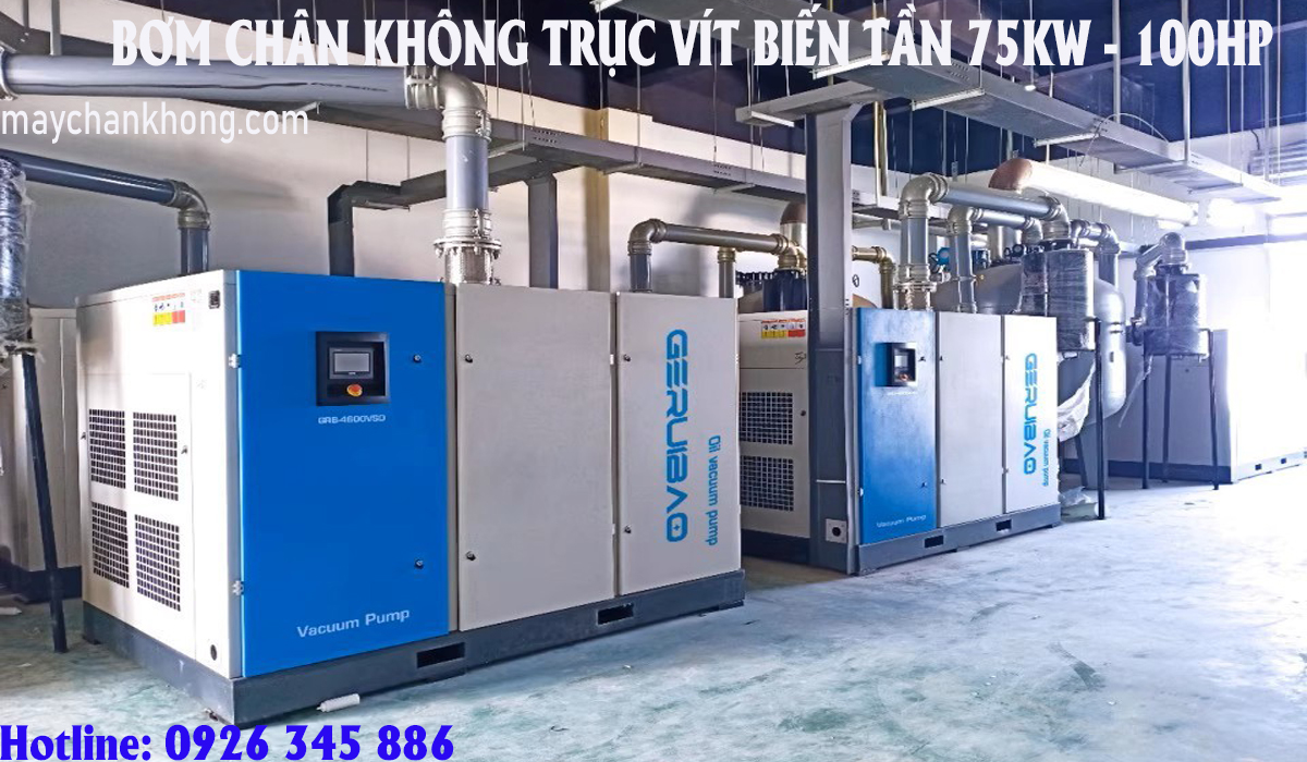 lắp đặt bơm chân không trục vít biến tần 100hp