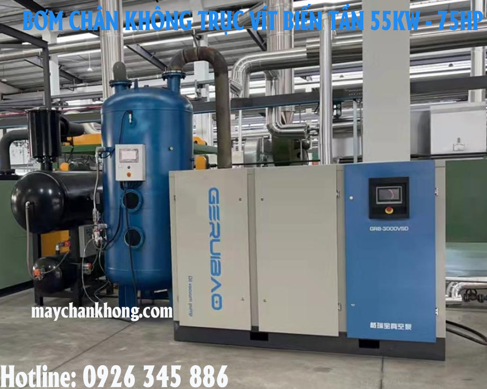 lắp đặt bơm chân không trục vít biến tần 75hp