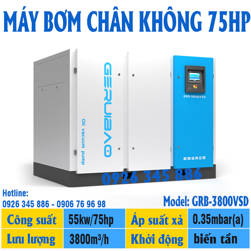 bơm chân không trục vít biến tần 75hp