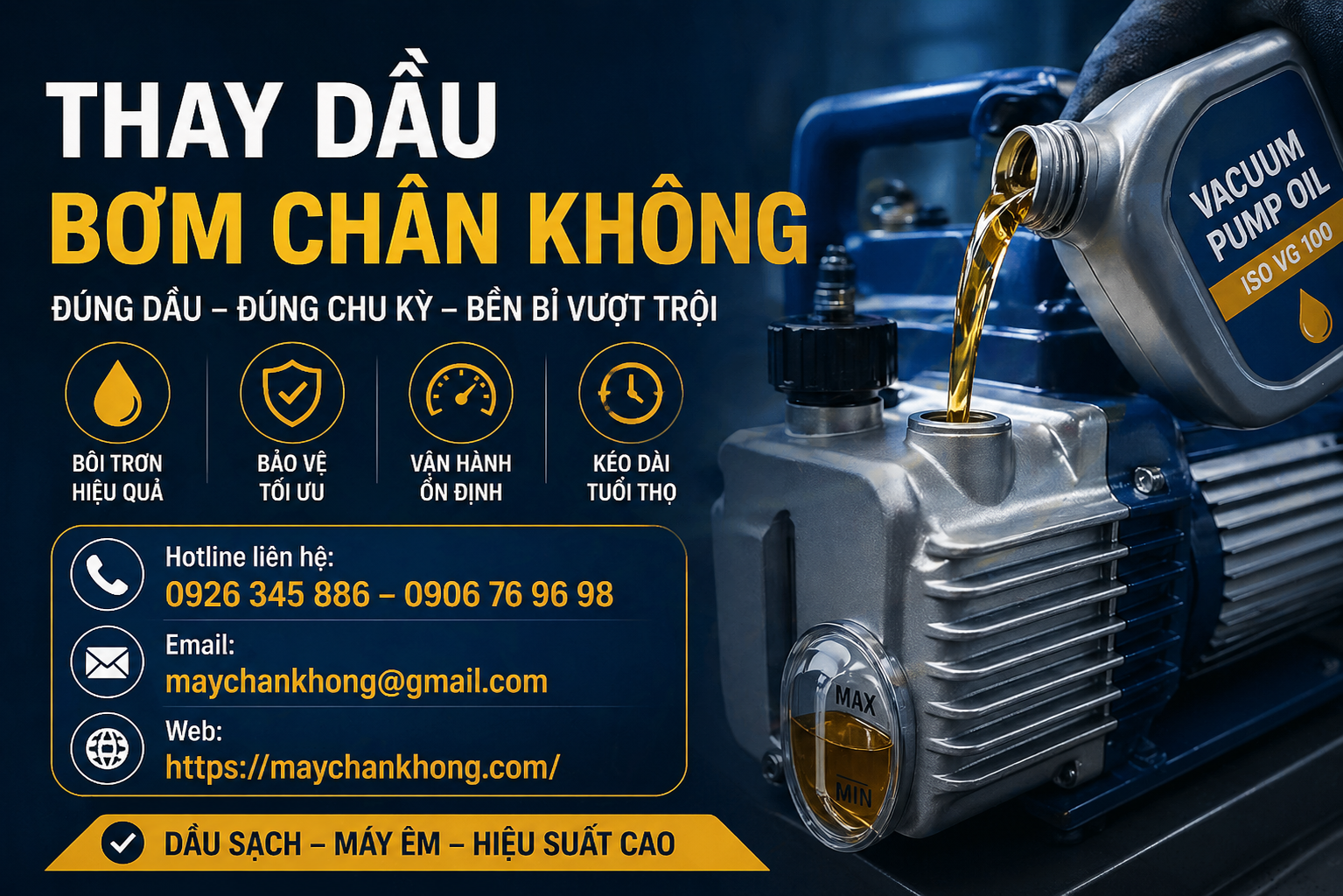 thay dầu bơm chân không geruibao