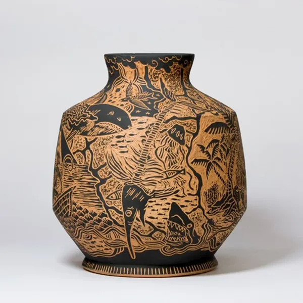 BÌNH GỐM HỌA TIẾT BIỂN CẢ