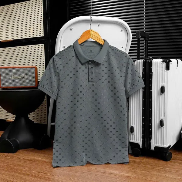 Áo Polo Nam Màu Xám Chì Họa Tiết Chữ H Đẳng Cấp