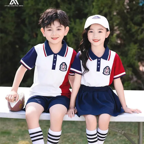 Bộ đồng phục học sinh tiểu học quốc tế áo polo phối màu