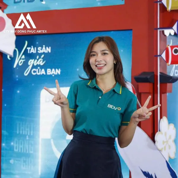 Áo thun đồng phục Ngân hàng BIDV màu xanh ngọc bích