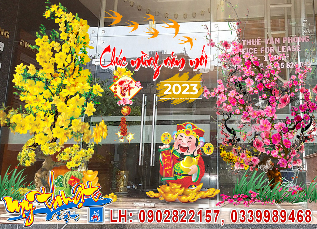 Vẽ tranh tường trang trí Tết 2023 Vẽ tranh tường trang trí Tết 2023