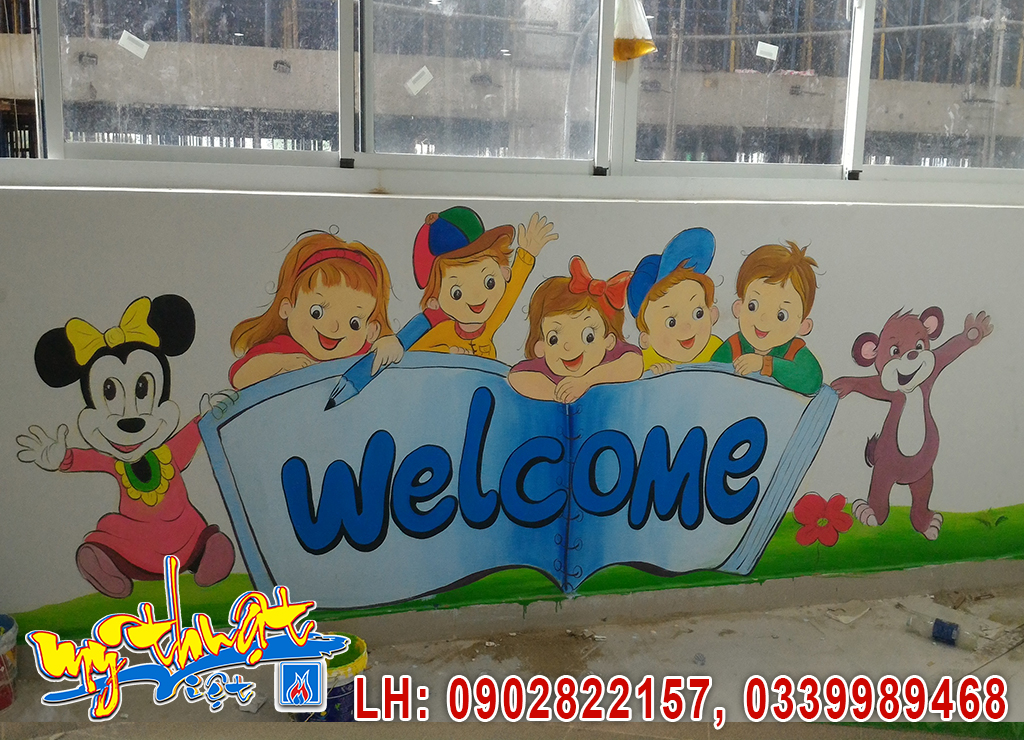 Vẽ tranh tường Mầm Non