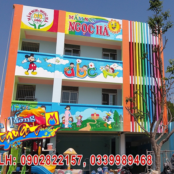 Vẽ tranh tường Mầm Non Ngọc Hà Trảng Bom