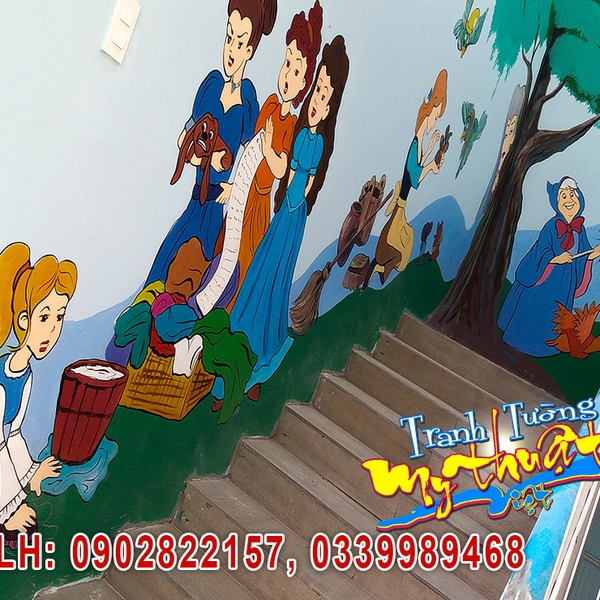 Vẽ tranh tường Mầm Non Ngọc Hà Trảng Bom