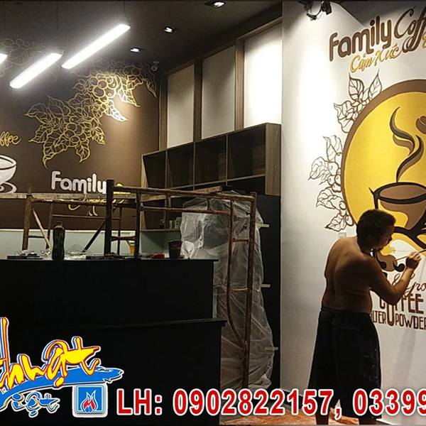 Vẽ tranh tường nghệ thuật trang trí quán cafe Bình Thạnh