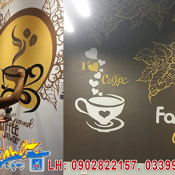 Vẽ tranh tường nghệ thuật trang trí quán cafe Bình Thạnh