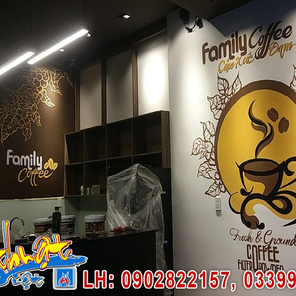Vẽ tranh tường nghệ thuật trang trí quán cafe Bình Thạnh