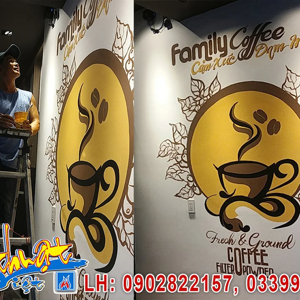 Vẽ tranh tường nghệ thuật trang trí quán cafe Bình Thạnh