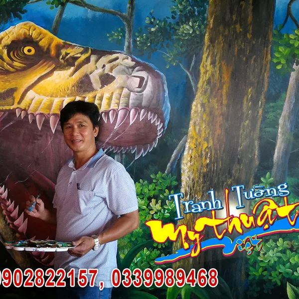 Vẽ tranh tường cafe sân vườn City Garden,Truong Công Định, Tân Bình