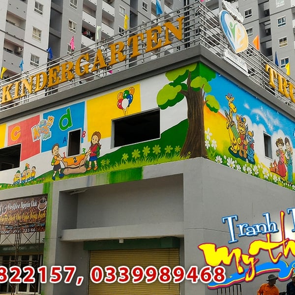 Vẽ Tranh Tường Mầm Non Hoàng Lam – Chung Cư HQC Plaza Bình Chánh