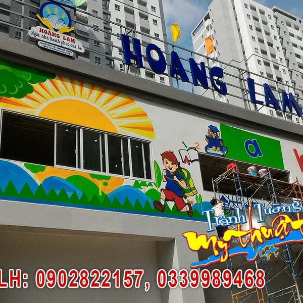 Vẽ Tranh Tường Mầm Non Hoàng Lam – Chung Cư HQC Plaza Bình Chánh