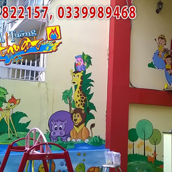 Vẽ Tranh Trang Trí Trường Mầm Non Tư Thục Quận 6