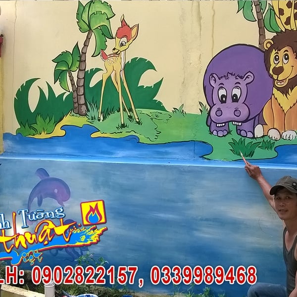 Vẽ Tranh Trang Trí Trường Mầm Non Tư Thục Quận 6