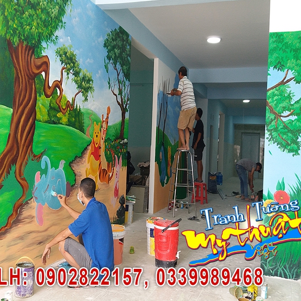 Vẽ tranh tường Mầm Non Ngọc Hà Trảng Bom
