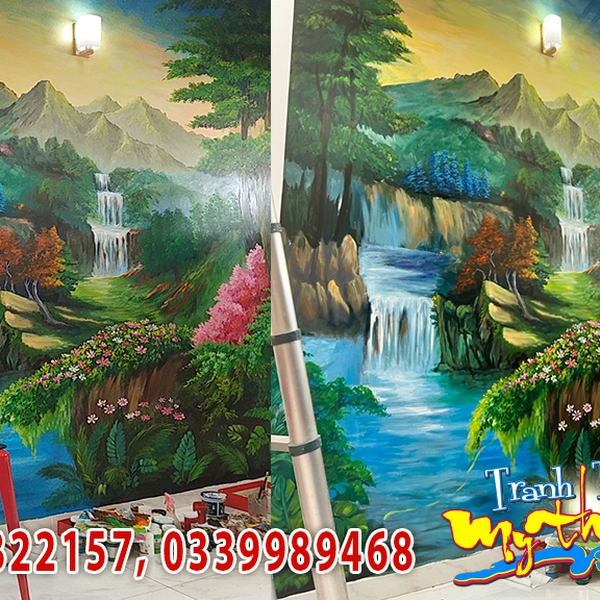Vẽ tranh tường phòng khách-quận.Bình Tân